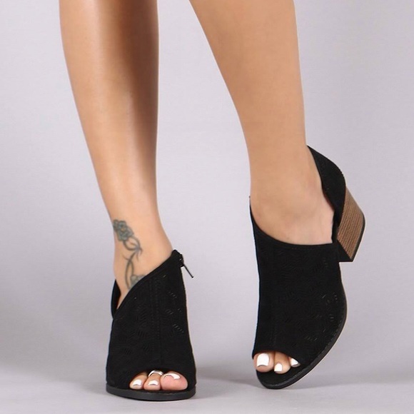 open toe cutout booties